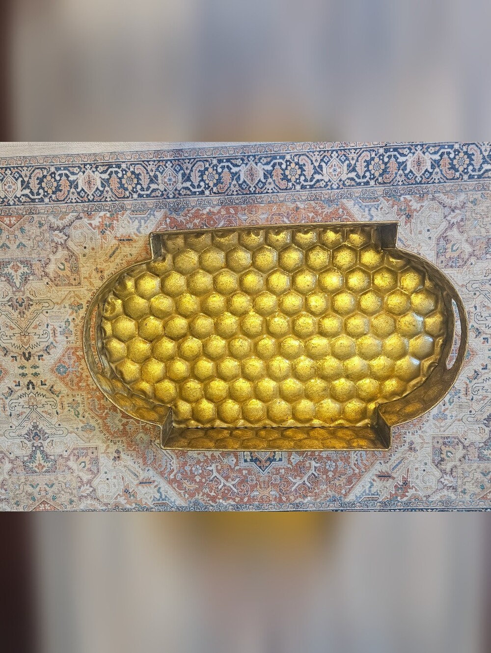 Gold Honeycomb Decorative Tray